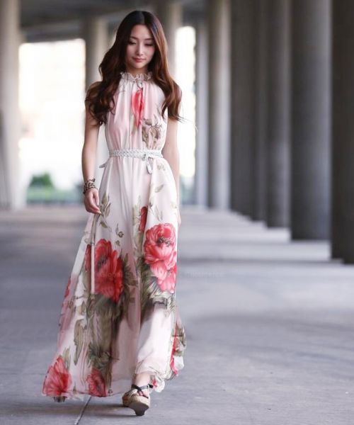 vestido longo floral